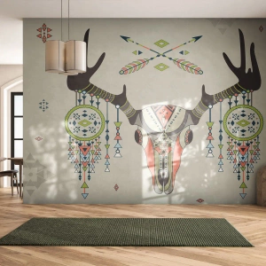 Fotomurali Premium Canvas - Il trofeo del cacciatore indiano - Astrazione, Cervo, Boho - 450x315 cm