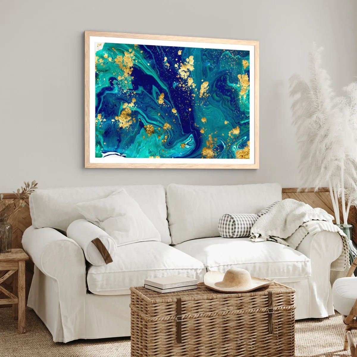 Poster in cornice rovere chiaro - Petali di sole - 100x70 cm