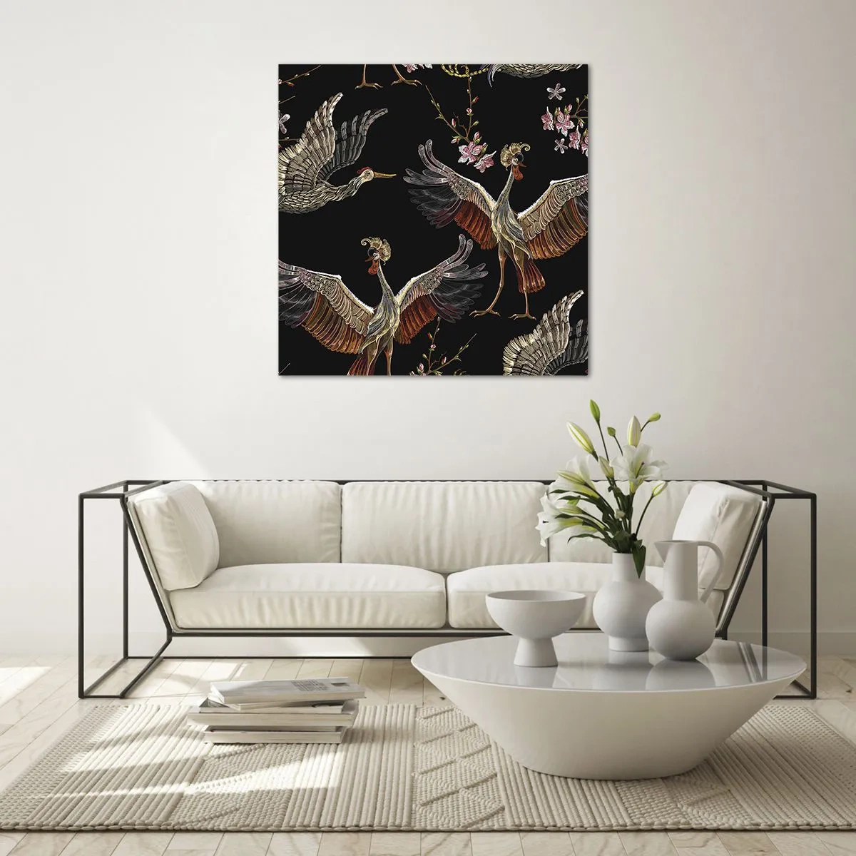 Quadro su vetro - Uccello fantastico - 70x70 cm