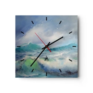 Orologio da parete - Orologio in Vetro - Onde violente sull'oceano - 30x30cm - Il turbine ululò di trionfo... - Decorazione murale moderna per soggiorno e camera da letto ARTTOR