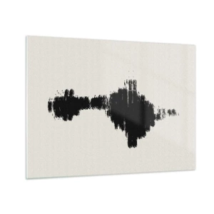Quadro su vetro - Un motivo minimalista di tratti neri su uno sfondo chiaro - 70x50cm - Le vibrazioni della fantasia - Decorazione murale moderna per soggiorno e camera da letto ARTTOR