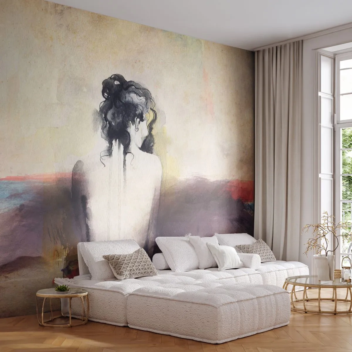 Fotomurali Standard Eco - Linee miti, forme ovali - Donna, Corpo, Pezzo - 400x280 cm
