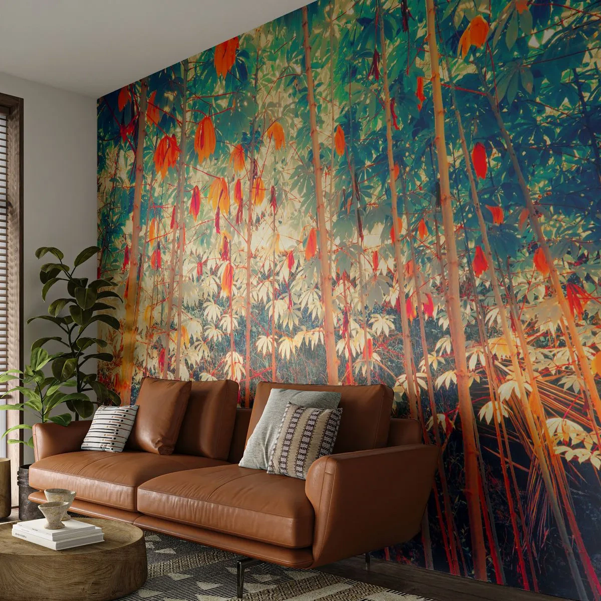 Fotomurali Premium Sand - La vita segreta delle foglie - Foresta tropicale, Natura, Alberi - 350x256 cm