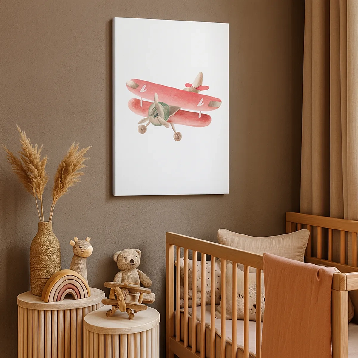 Quadro su tela - Stampe su Tela - Aereo retrò rosso su sfondo bianco - 50x70cm - Pronto a volare alto - Decorazione murale moderna per soggiorno e camera da letto ARTTOR