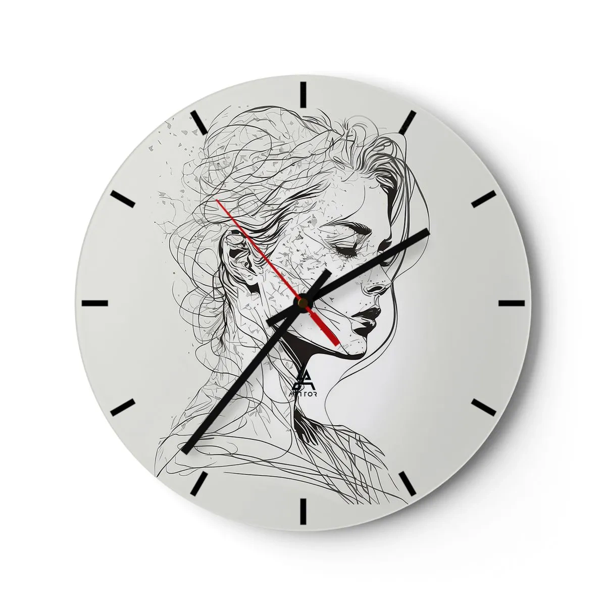Orologio da parete - Orologio in Vetro - Ritratto pensieroso - 30x30 cm