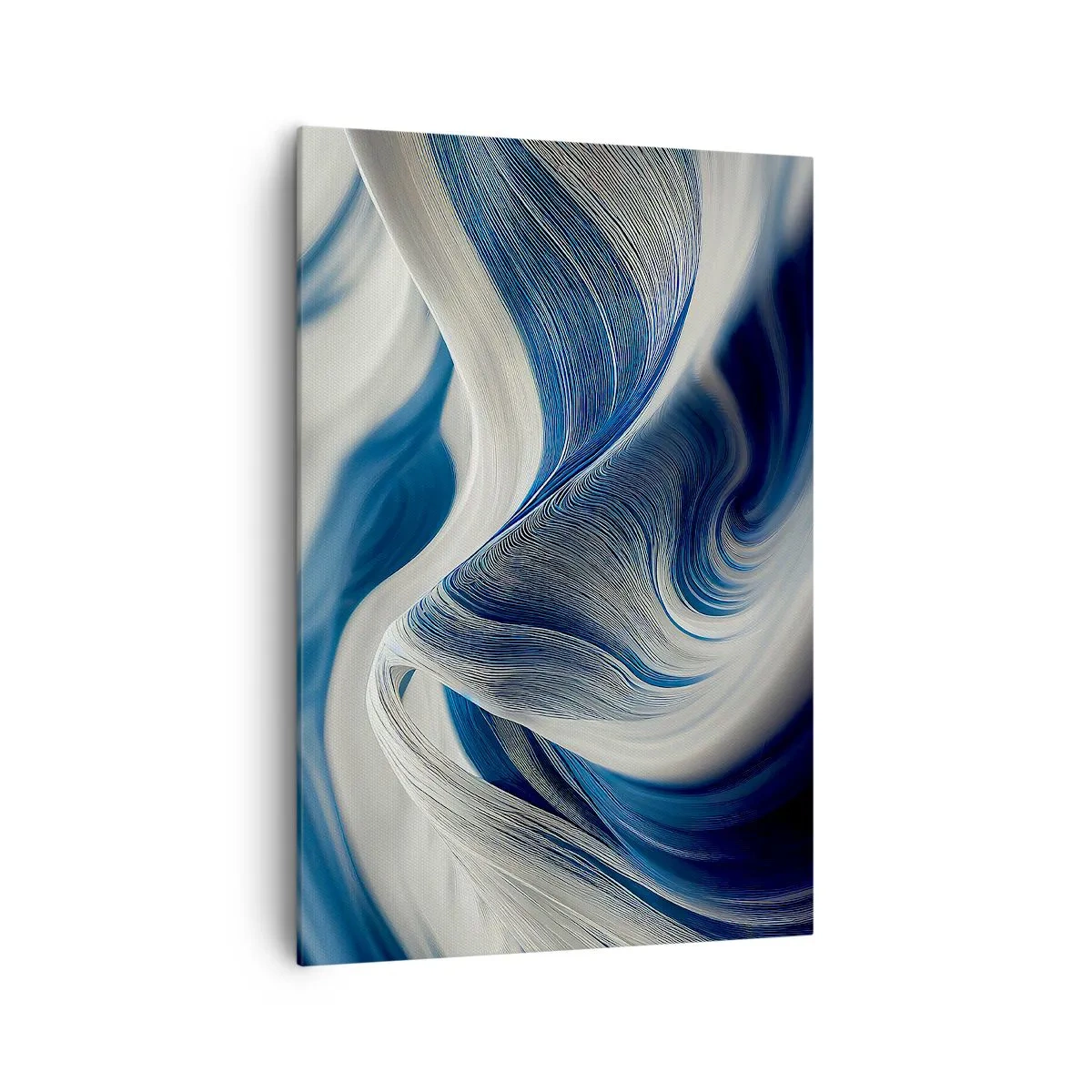Quadro su tela - Stampe su Tela - Onde astratte nei toni del blu e del bianco - 70x100cm - Fluidità di blu e di bianco - Decorazione murale moderna per soggiorno e camera da letto ARTTOR