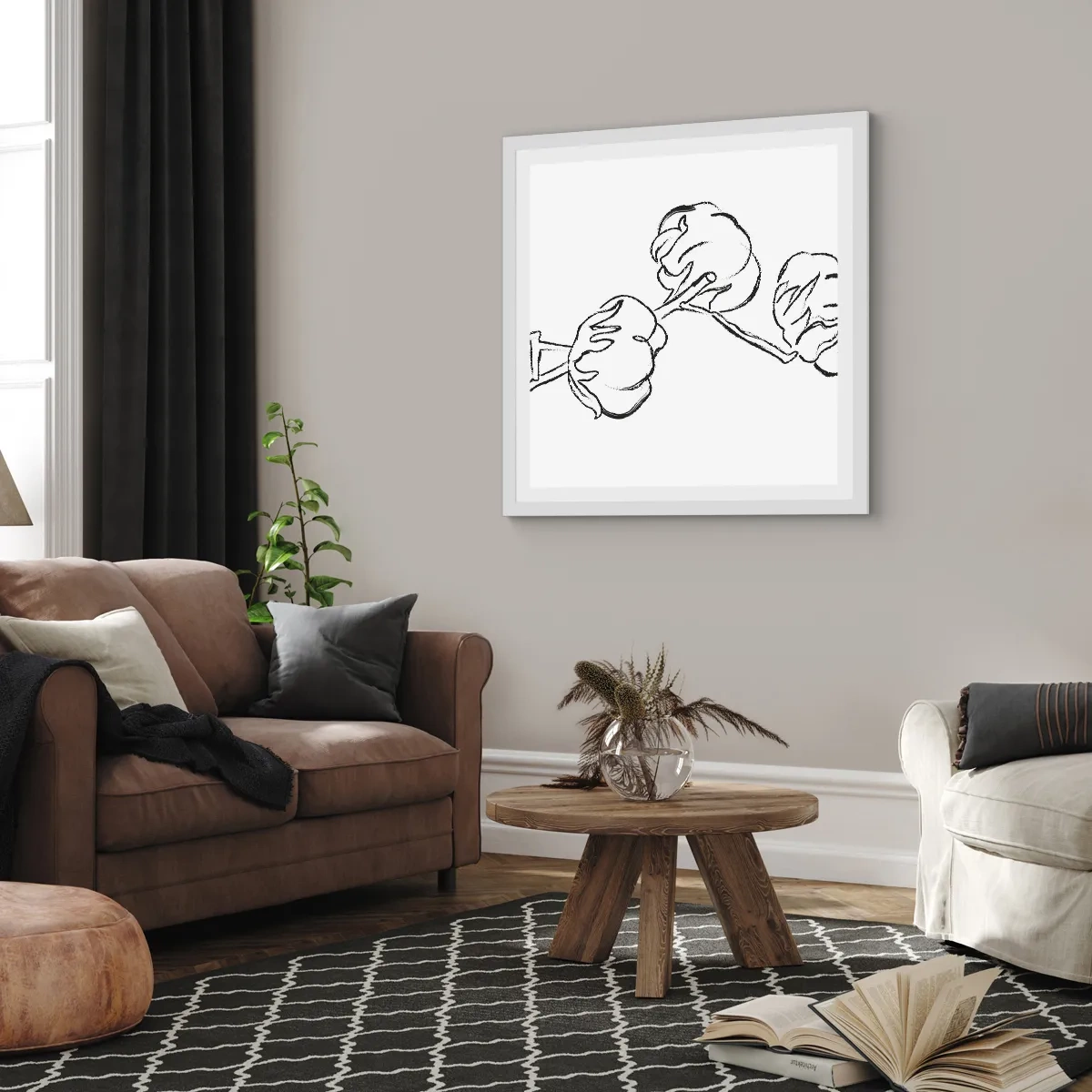 Poster in cornice bianca - Piumino di cotone - 30x30 cm