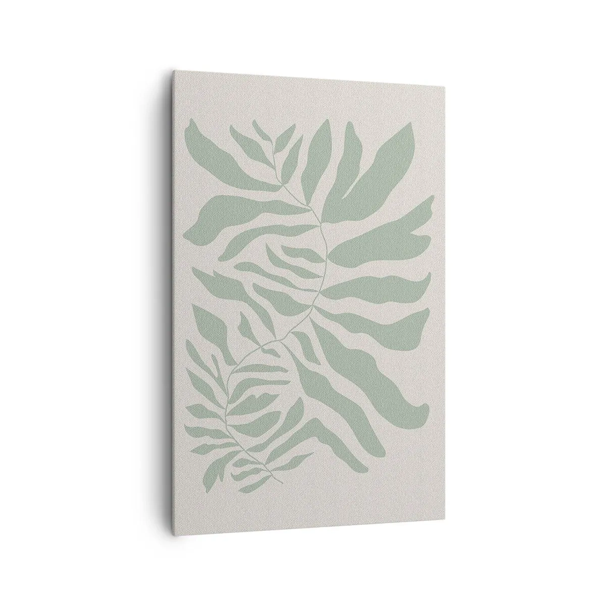 Quadro su tela - Stampe su Tela - Un delicato motivo a ramoscelli con foglie in una tonalità di verde smeraldo - 80x120cm - Ramo smeraldo - Decorazione murale moderna per soggiorno e camera da letto ARTTOR