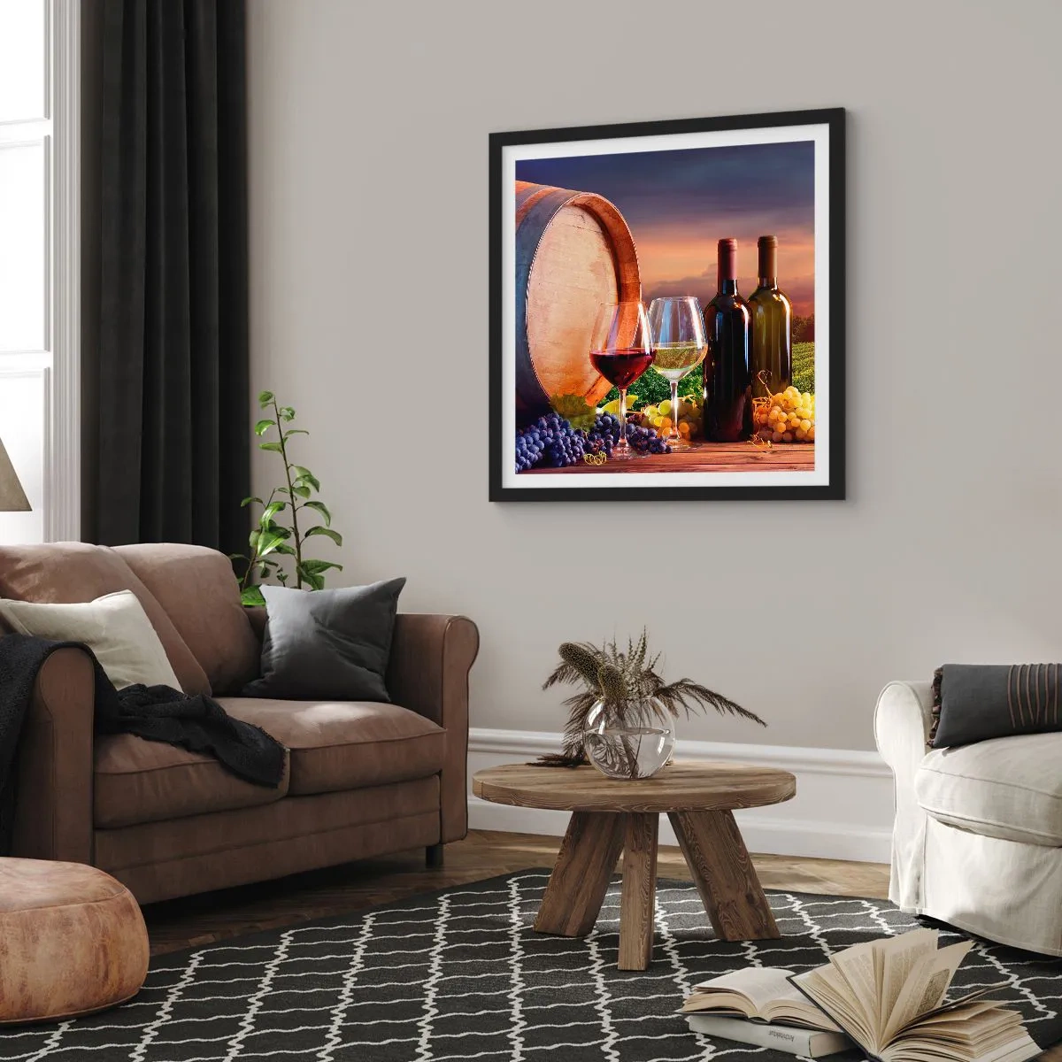 Poster in cornice nera - Qui la vita ha gusto - 60x60 cm