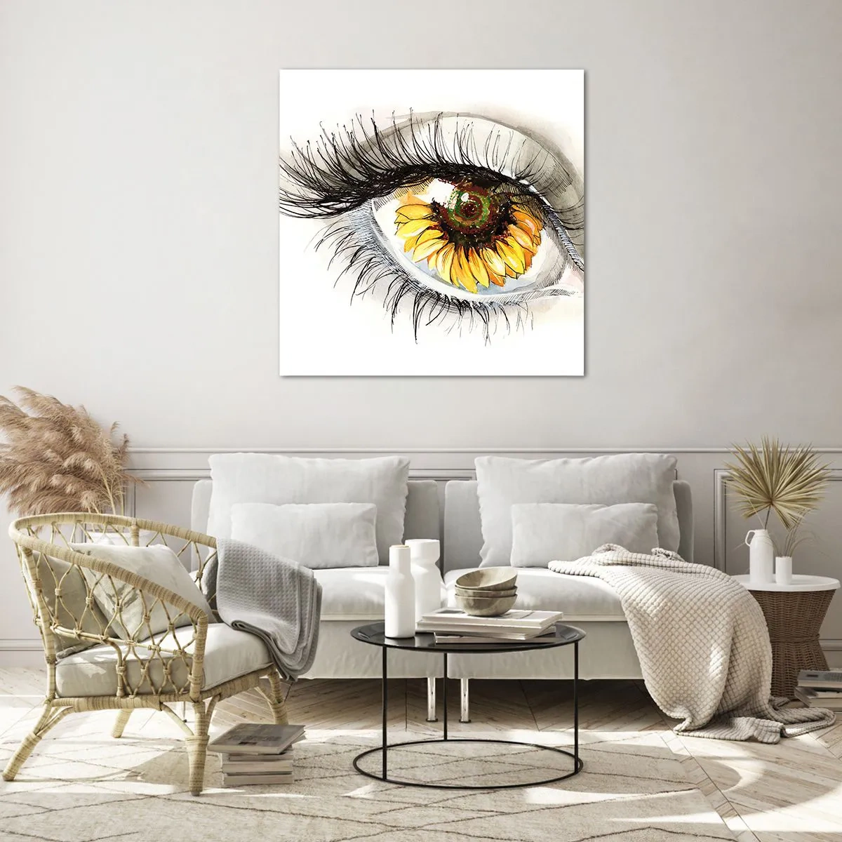 Quadro su vetro - Uno sguardo caldo come l'estate - 60x60 cm