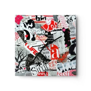 Orologio da parete - Orologio in Vetro - Collage hipster - 40x40 cm