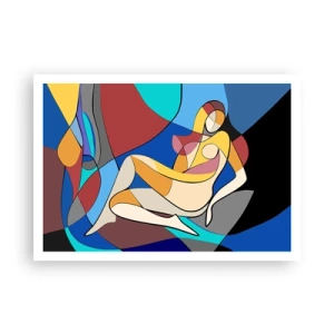 Poster - Nudo colorato in stile cubista - 100x70cm - Nudo cubista - Decorazione murale moderna per soggiorno e camera da letto ARTTOR