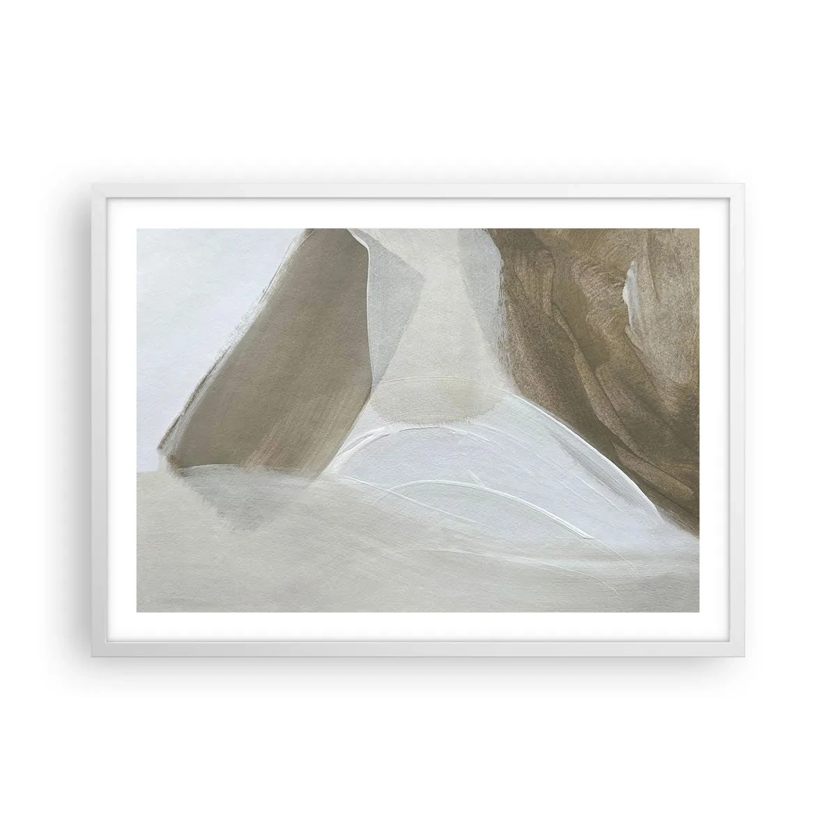 Poster in cornice bianca - Onda di bianco - 70x50 cm