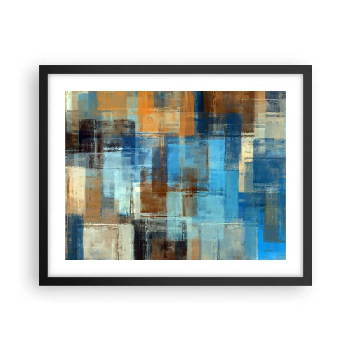 Poster in cornice nera - Attraverso la tenda blu - 50x40 cm