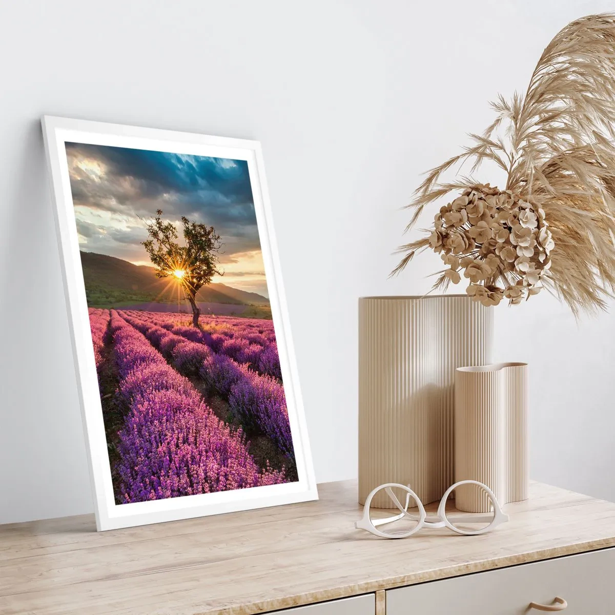 Poster in cornice bianca - Aroma di colore lilla - 40x50 cm