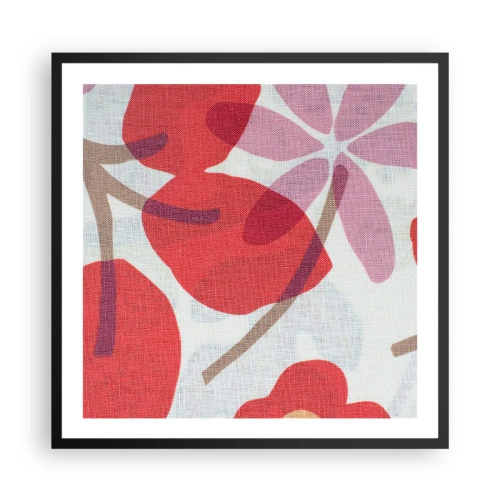 Poster in cornice nera - Composizione di fiori in rosa - 60x60 cm