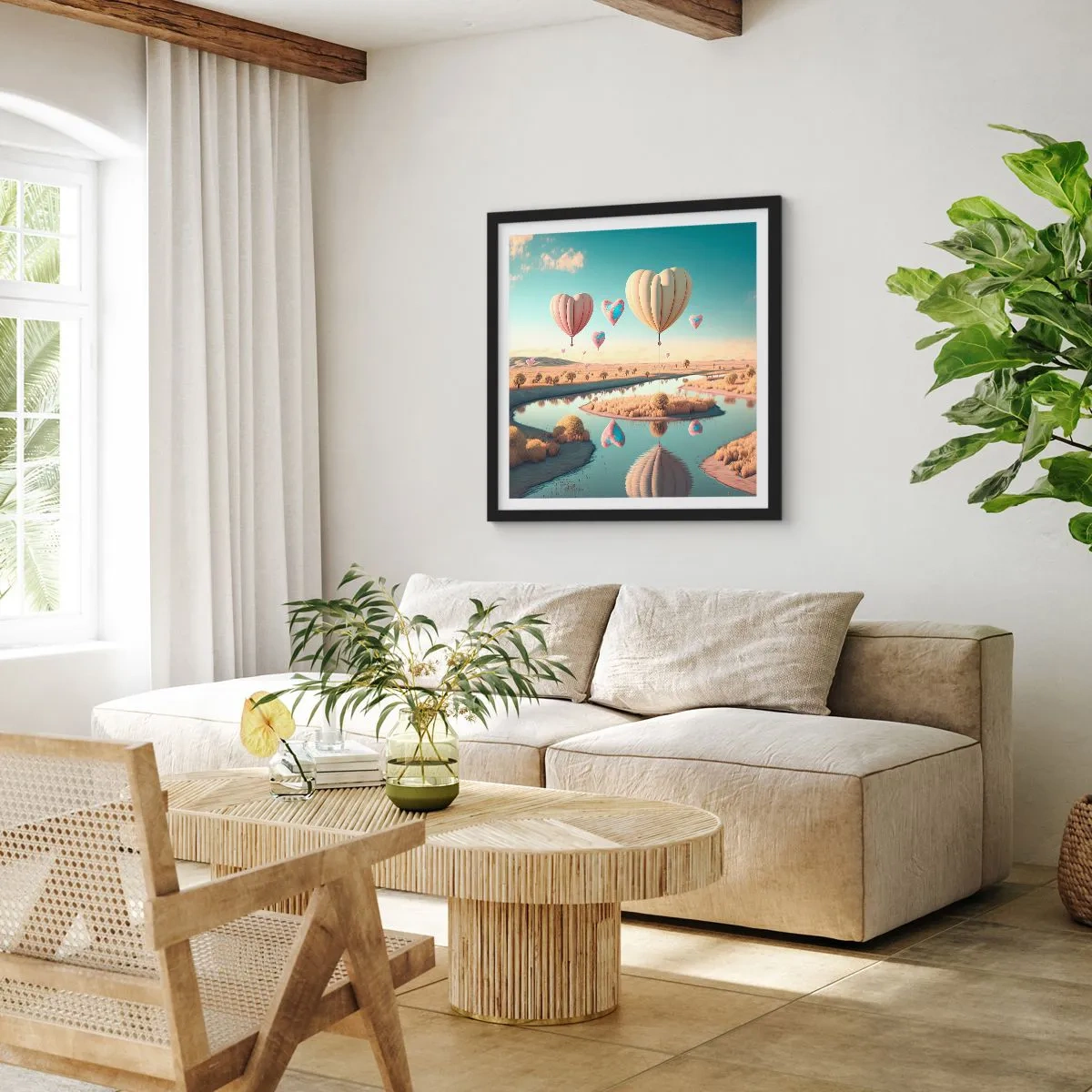 Poster in cornice nera - L'amore permette di volare - 60x60 cm