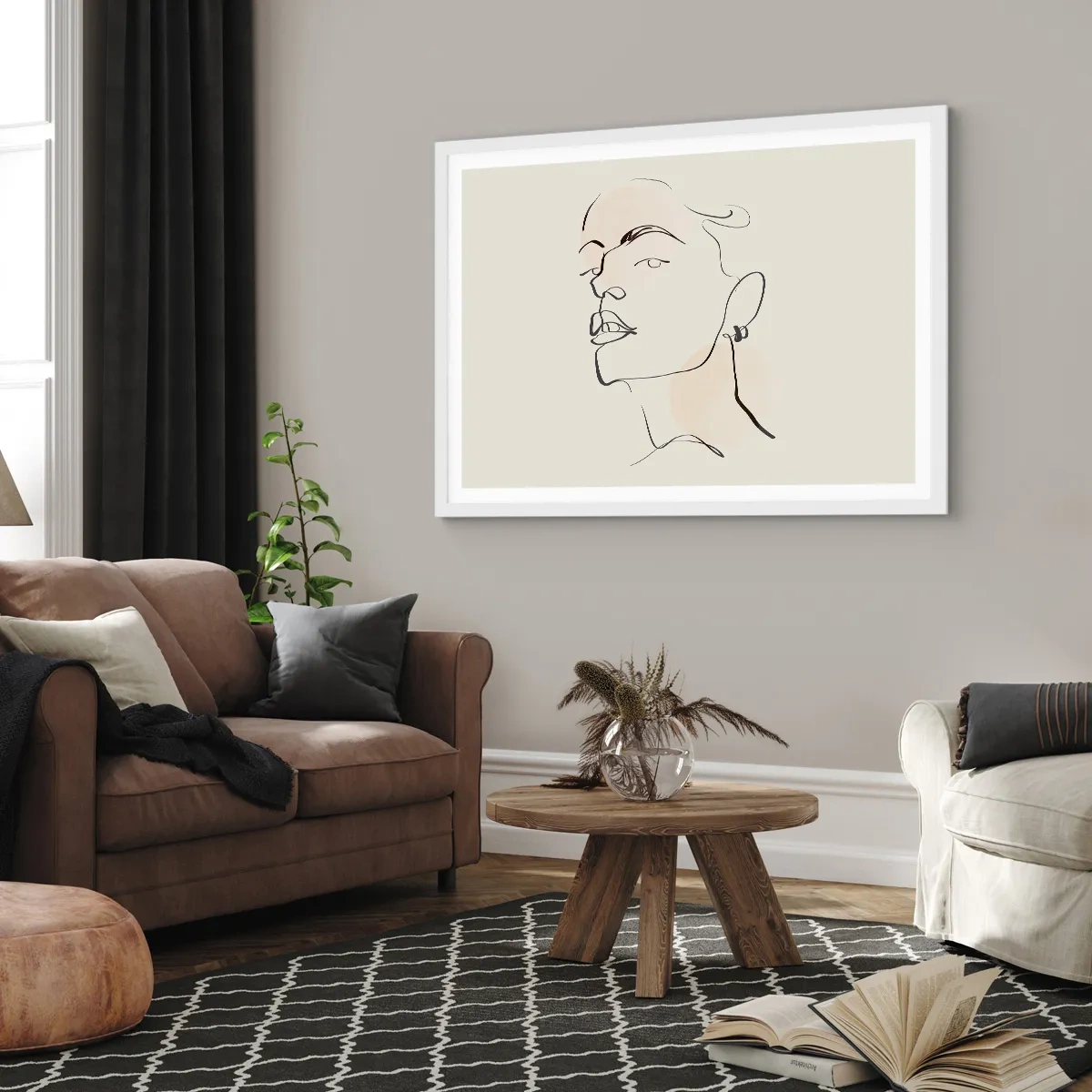 Poster in cornice bianca - Sguardo fiero - 50x40 cm