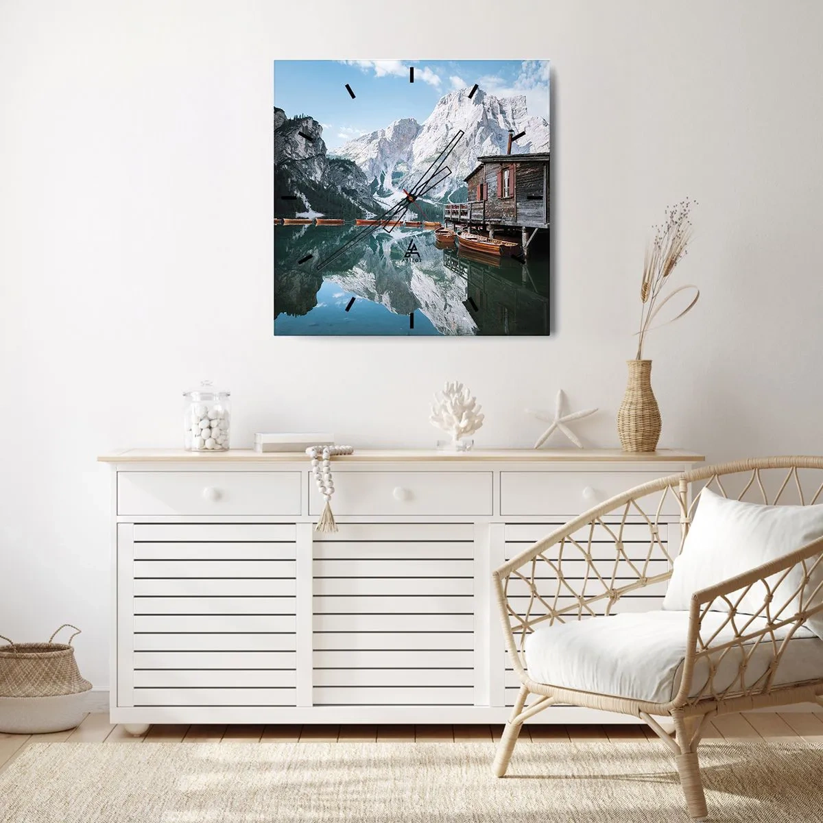 Orologio da parete - Orologio in Vetro - Mattina cristallina sui monti - 40x40 cm