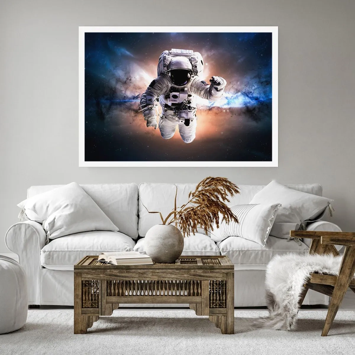 Poster - Astronauta nello spazio - 100x70cm - Saluti dal cosmo - Decorazione murale moderna per soggiorno e camera da letto ARTTOR