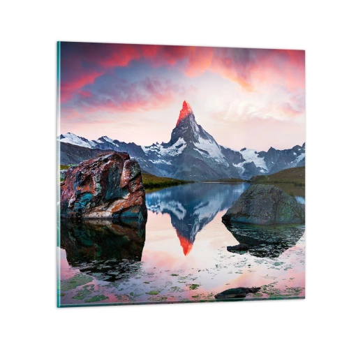Quadro su vetro - Il cuore dei monti è rovente - 30x30 cm