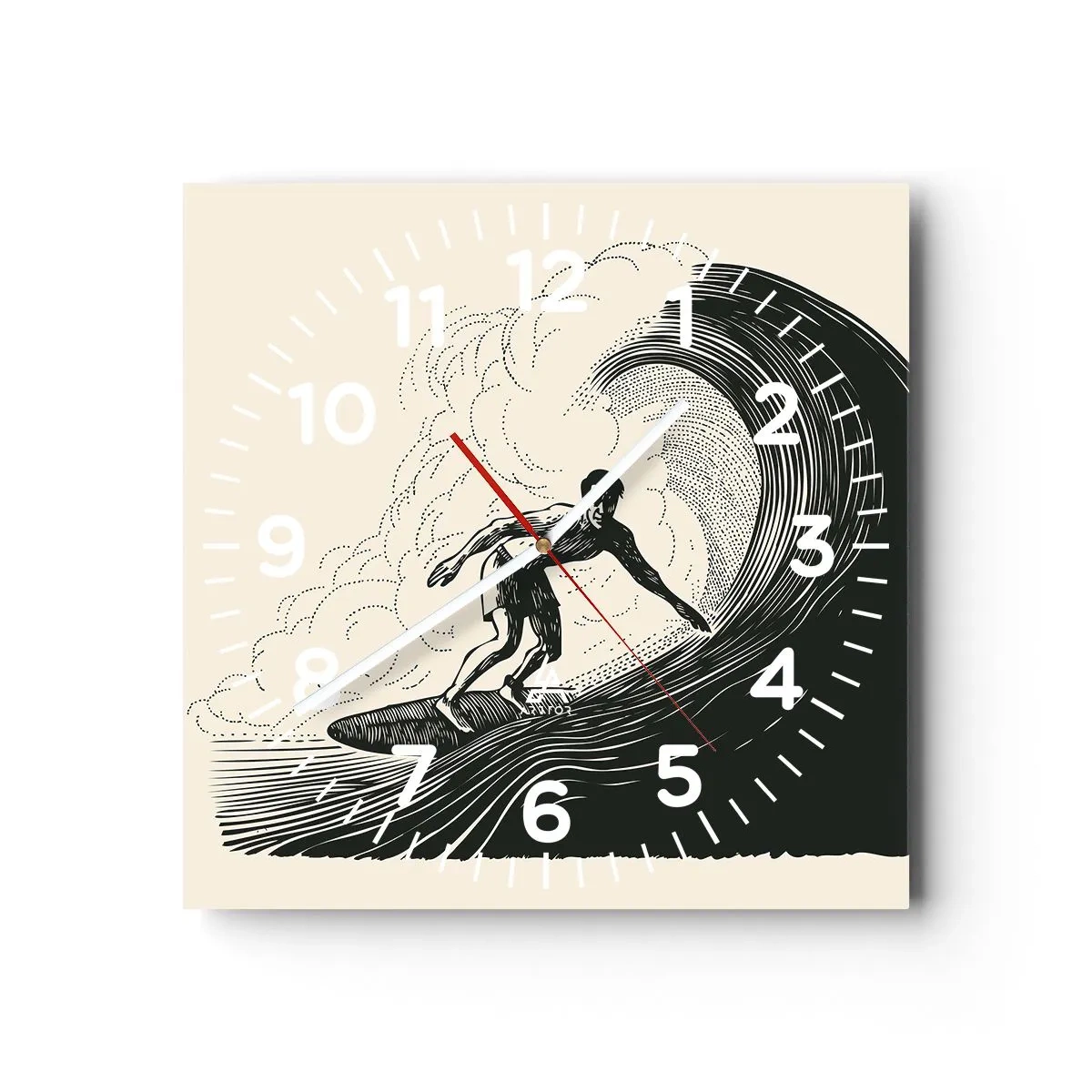 Orologio da parete - Orologio in Vetro - Il re delle onde - 40x40 cm