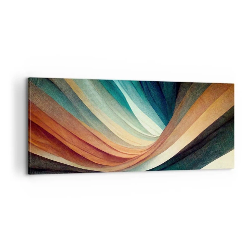 Quadro su tela - Stampe su Tela - Onde astratte in tonalità calde e fredde - 120x50cm - Intessuto di colore - Decorazione murale moderna per soggiorno e camera da letto ARTTOR