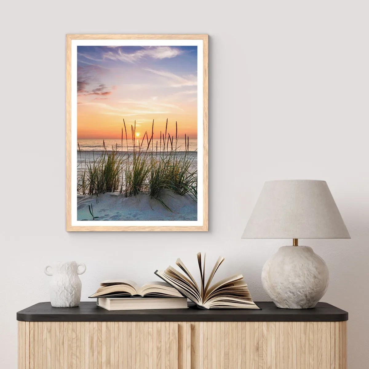Poster in cornice rovere chiaro - Guarda, pensa, senti - 61x91 cm