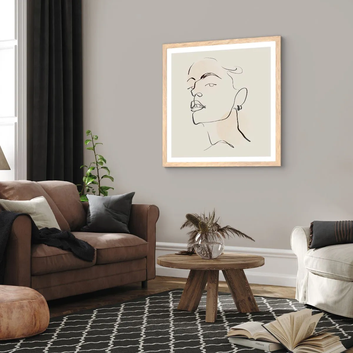 Poster in cornice rovere chiaro - Sguardo fiero - 30x30 cm