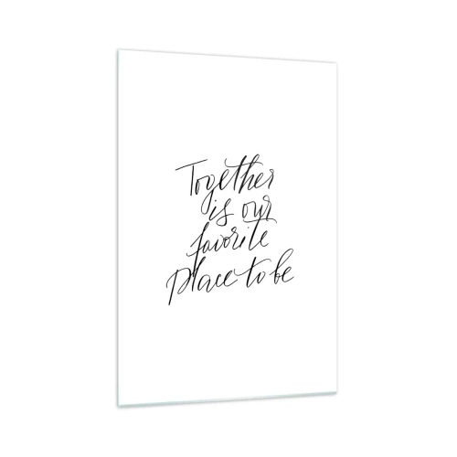 Quadro su vetro - Iscrizione tipografica in stile elegante su sfondo bianco - 70x100cm - Anche tu lo senti? - Decorazione murale moderna per soggiorno e camera da letto ARTTOR