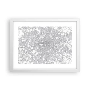 Poster in cornice bianca - Mappa del labirinto di Londra - 40x30 cm