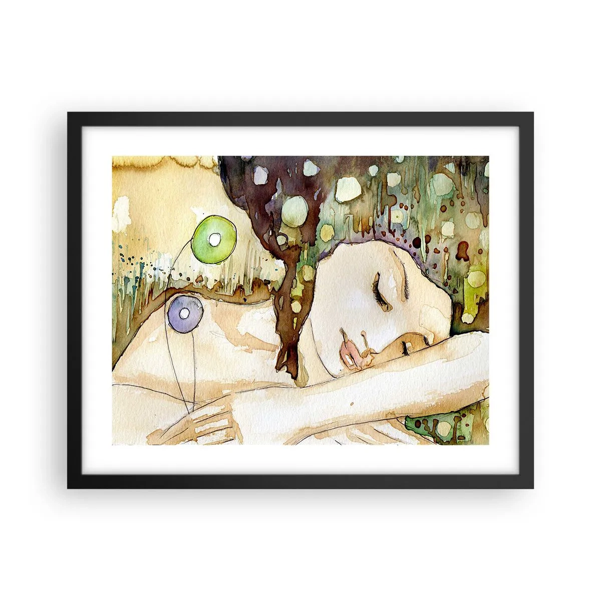 Poster in cornice nera - Sogno smeraldo e viola - 50x40 cm