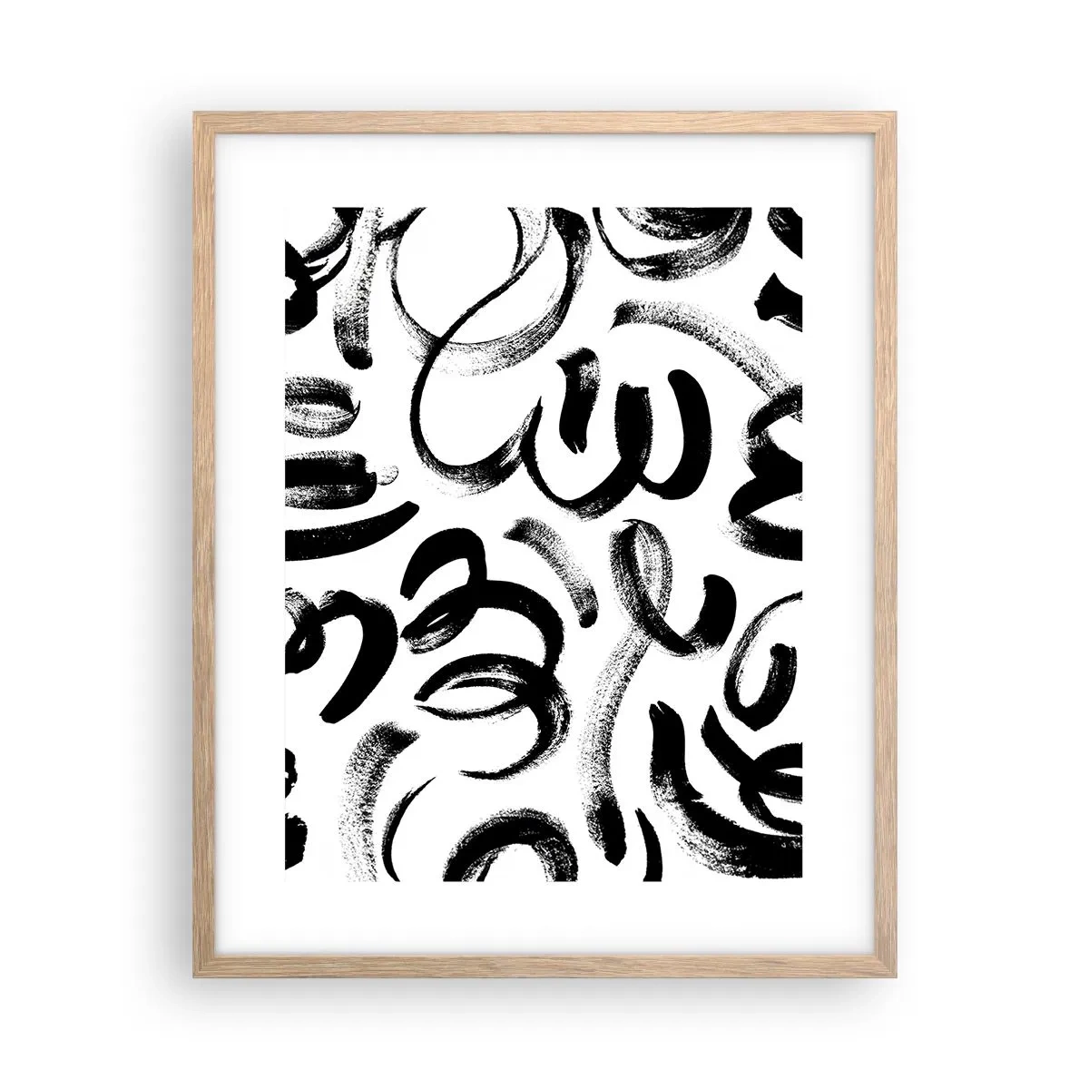 Poster in cornice rovere chiaro - Nero su bianco - 40x50 cm