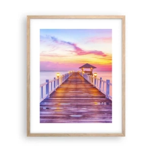 Poster in cornice rovere chiaro - Silenzio della sera in lilla e oro - 40x50 cm