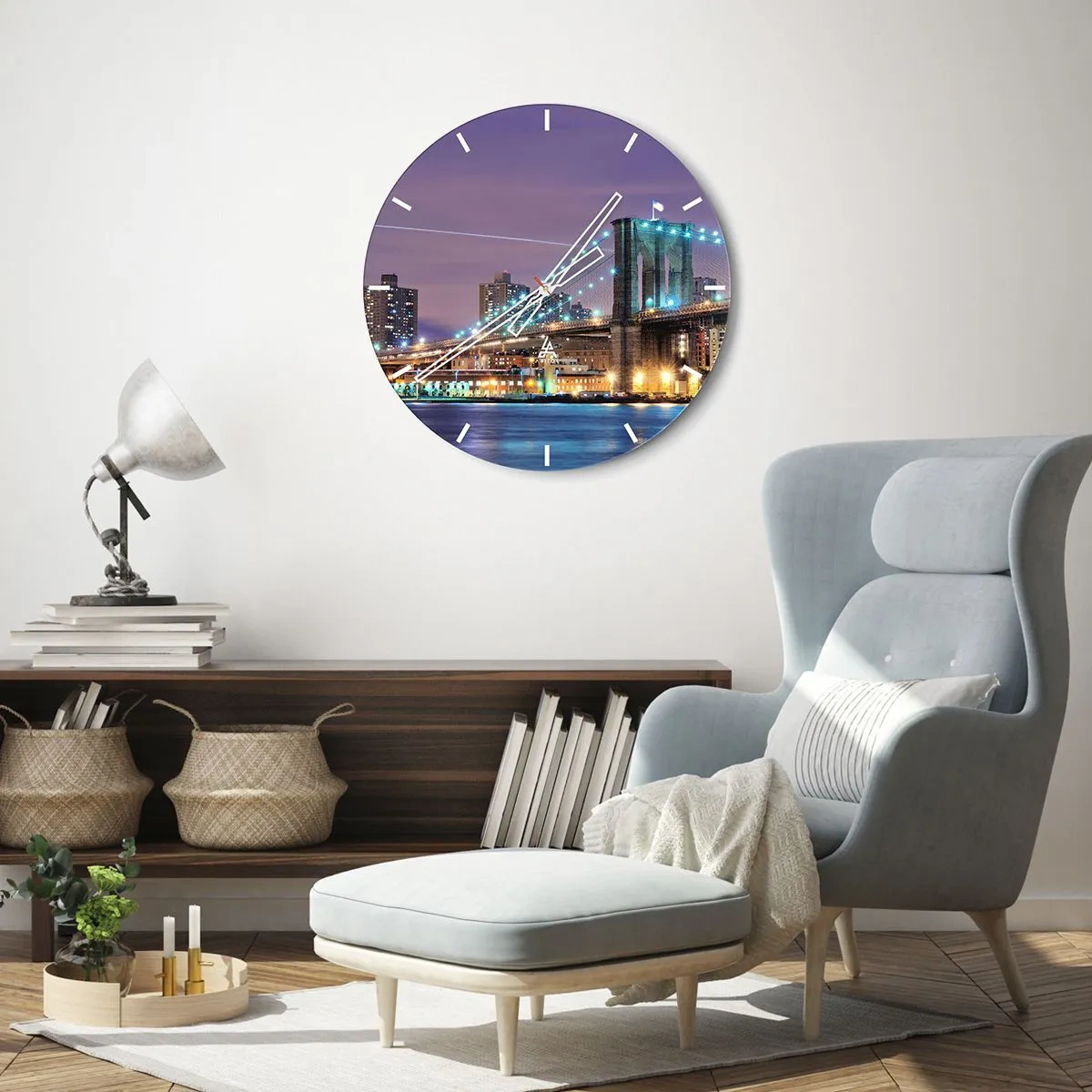 Orologio da parete - Orologio in Vetro - Da tanti anni il ponte di Brooklyn - 40x40 cm