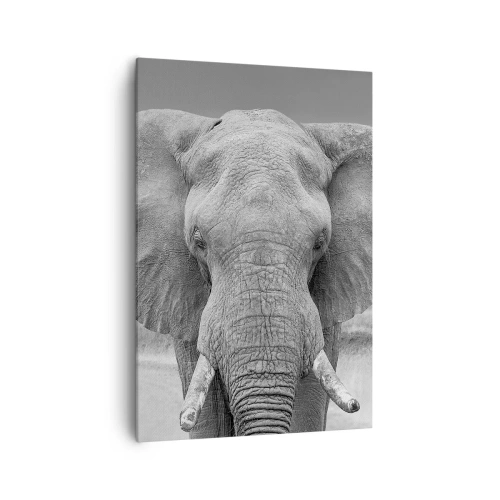 Quadro su tela - Stampe su Tela - Ritratto di un elefante in bianco e nero - 70x100cm - Benvenuti nel mio mondo - Decorazione murale moderna per soggiorno e camera da letto ARTTOR