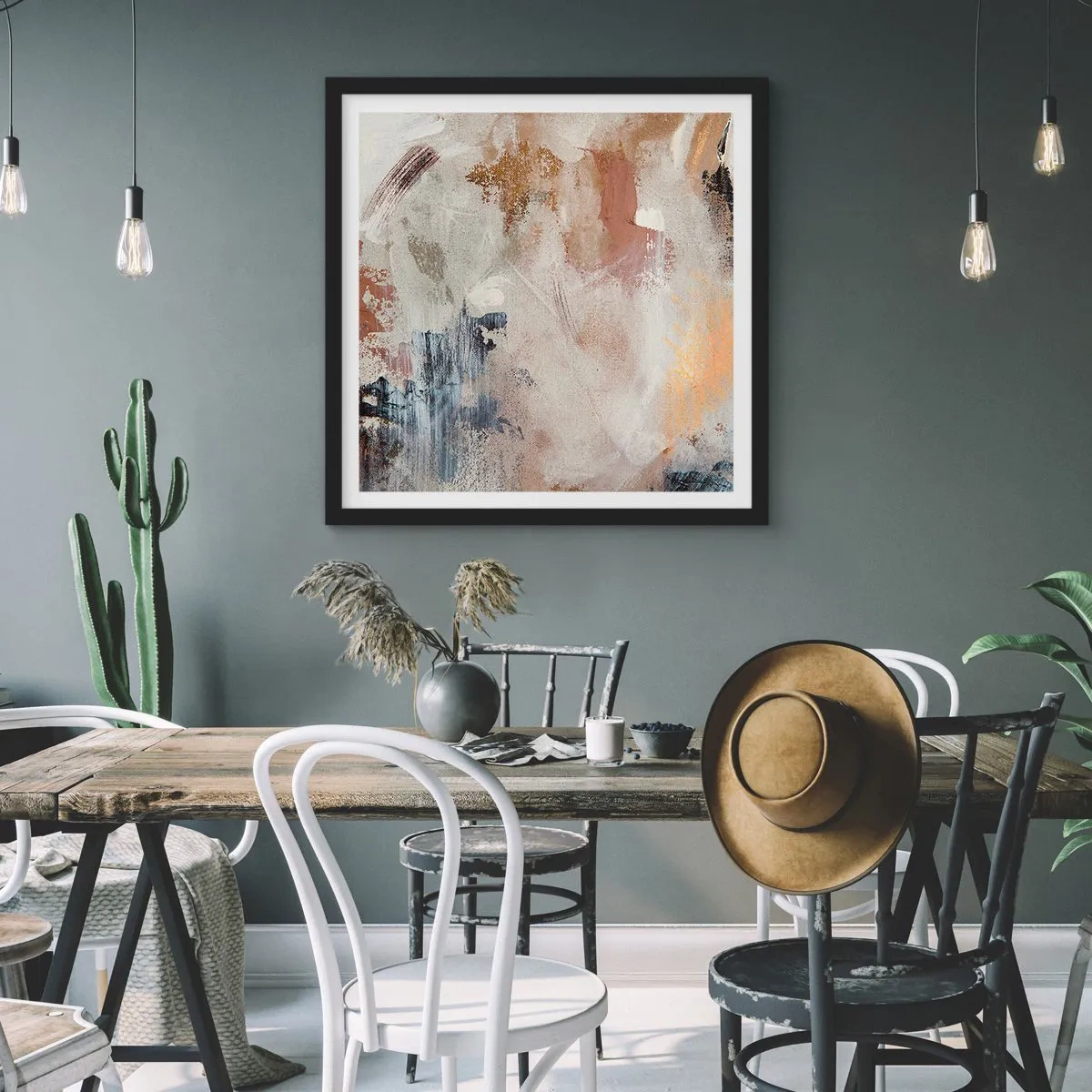 Poster in cornice nera - Astrazione annebbiata - 60x60 cm