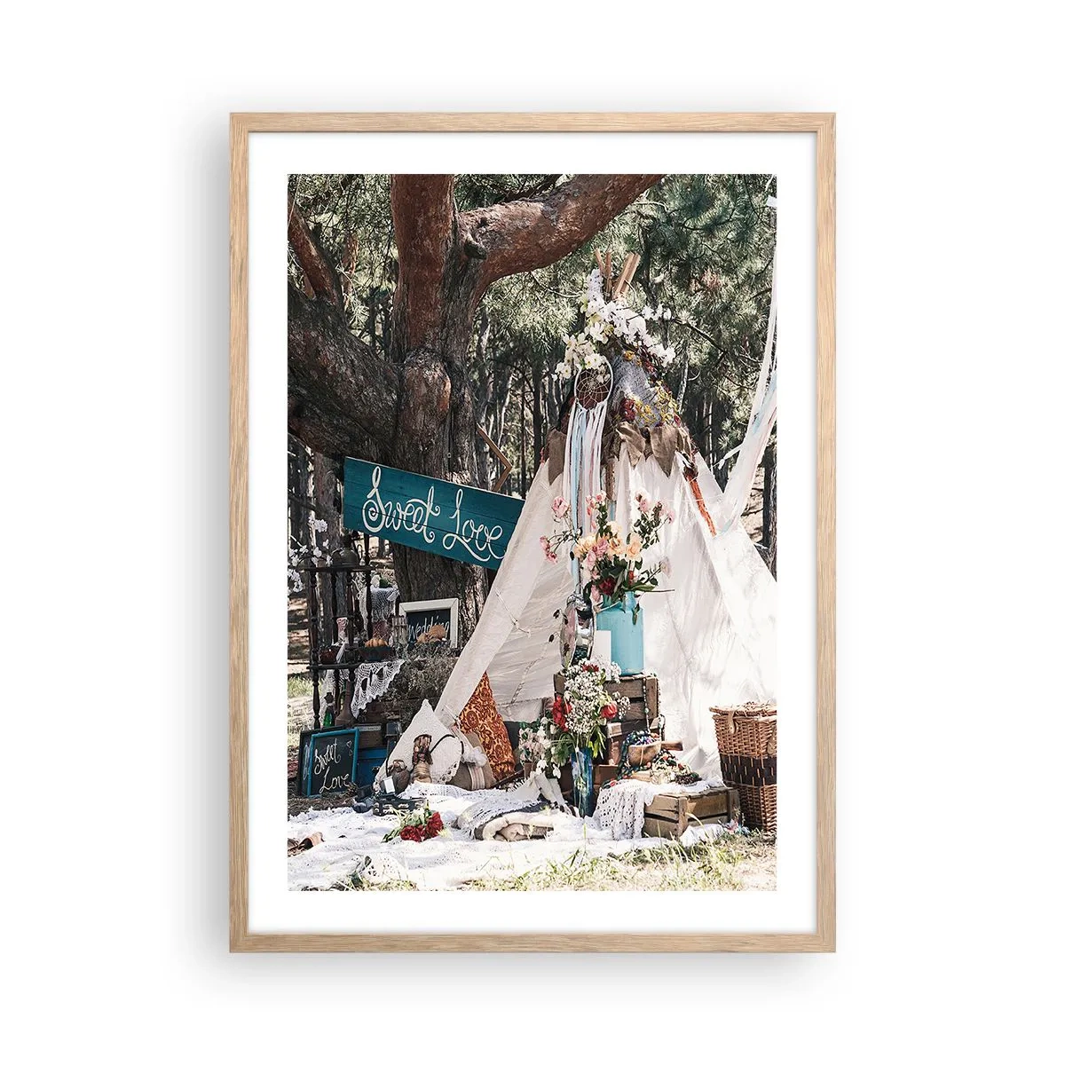 Poster in cornice rovere chiaro - Make love... - 50x70 cm