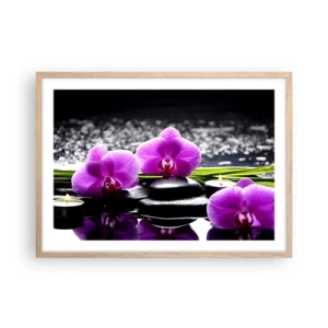 Poster in cornice rovere chiaro - Annegare nel silenzio e nella pace - 70x50 cm