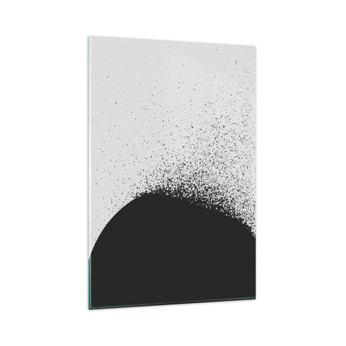 Quadro su vetro - Motivo astratto con particelle nere su sfondo chiaro - 80x120cm - Il movimento delle particelle - Decorazione murale moderna per soggiorno e camera da letto ARTTOR