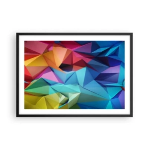Poster in cornice nera - Astrazione geometrica colorata in colori vivaci - 70x50cm - Origami arcobaleno - Decorazione murale moderna per soggiorno e camera da letto ARTTOR