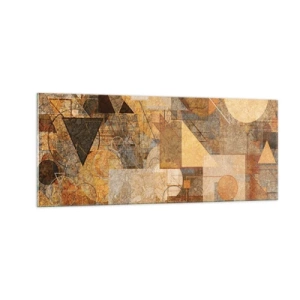 Quadro su vetro - Studio cubista in marrone - 100x40 cm