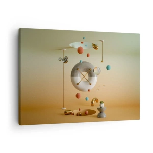 Quadro su tela - Stampe su Tela - Figure geometriche in colori pastello in una disposizione surrealista - 70x50cm - Tutto può succedere - Decorazione murale moderna per soggiorno e camera da letto ARTTOR