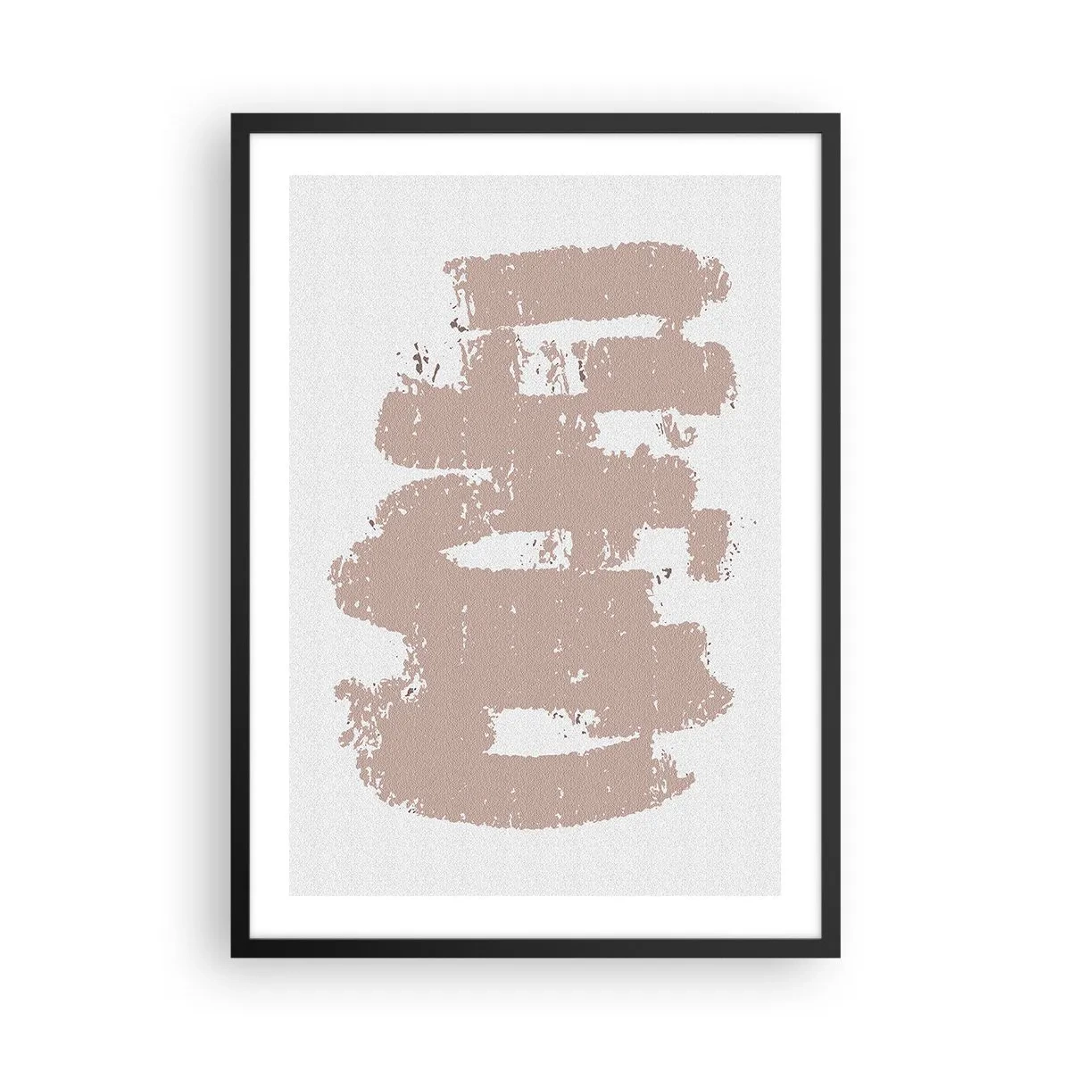 Poster in cornice nera - Una composizione minimalista nei toni del beige - 50x70cm - Astrazione in un rosa mite - Decorazione murale moderna per soggiorno e camera da letto ARTTOR