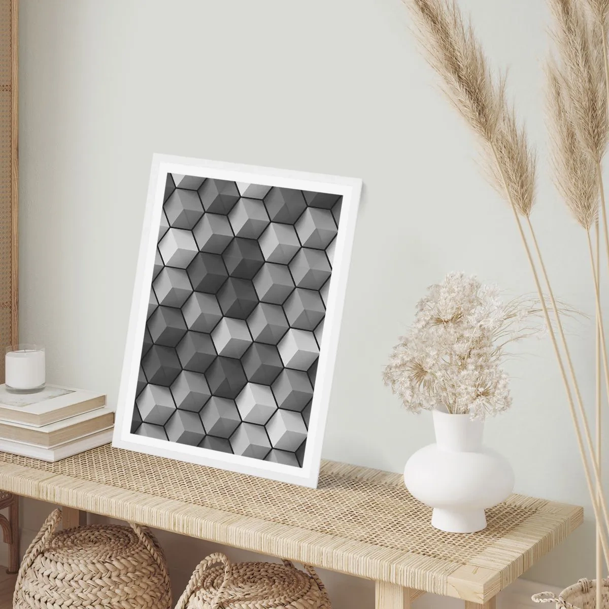 Poster in cornice bianca - Puzzle cubista - 40x50 cm