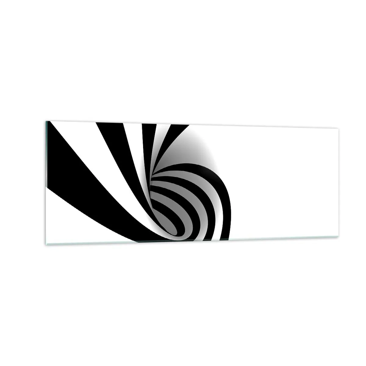 Quadro su vetro - Vortice ottico astratto in bianco e nero - 140x50cm - Eppur si muove - Decorazione murale moderna per soggiorno e camera da letto ARTTOR