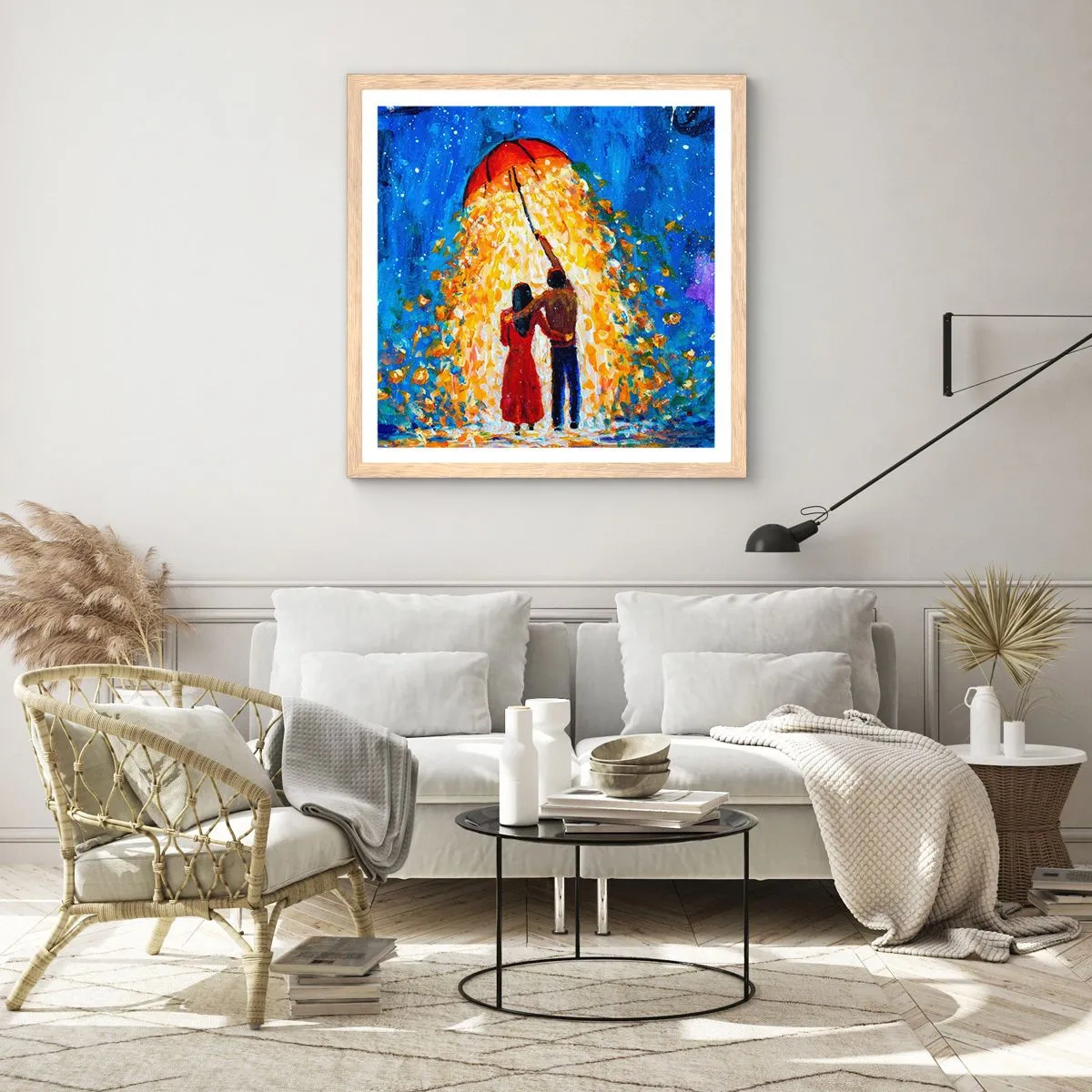 Poster in cornice rovere chiaro - La magia di una sera piovosa? - 50x50 cm