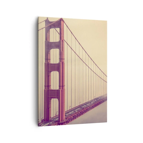 Quadro su tela - Stampe su Tela - Un ponte nella nebbia in tonalità pastello, simbolo di eleganza e pace - 50x70cm - Tra il cielo e la terra - Decorazione murale moderna per soggiorno e camera da letto ARTTOR