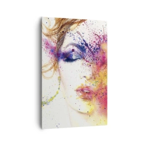 Quadro su tela - Stampe su Tela - Un ritratto artistico di una donna realizzato con colori acquerellati espressivi. - 80x120cm - Capogiro arcobaleno - Decorazione murale moderna per soggiorno e camera da letto ARTTOR