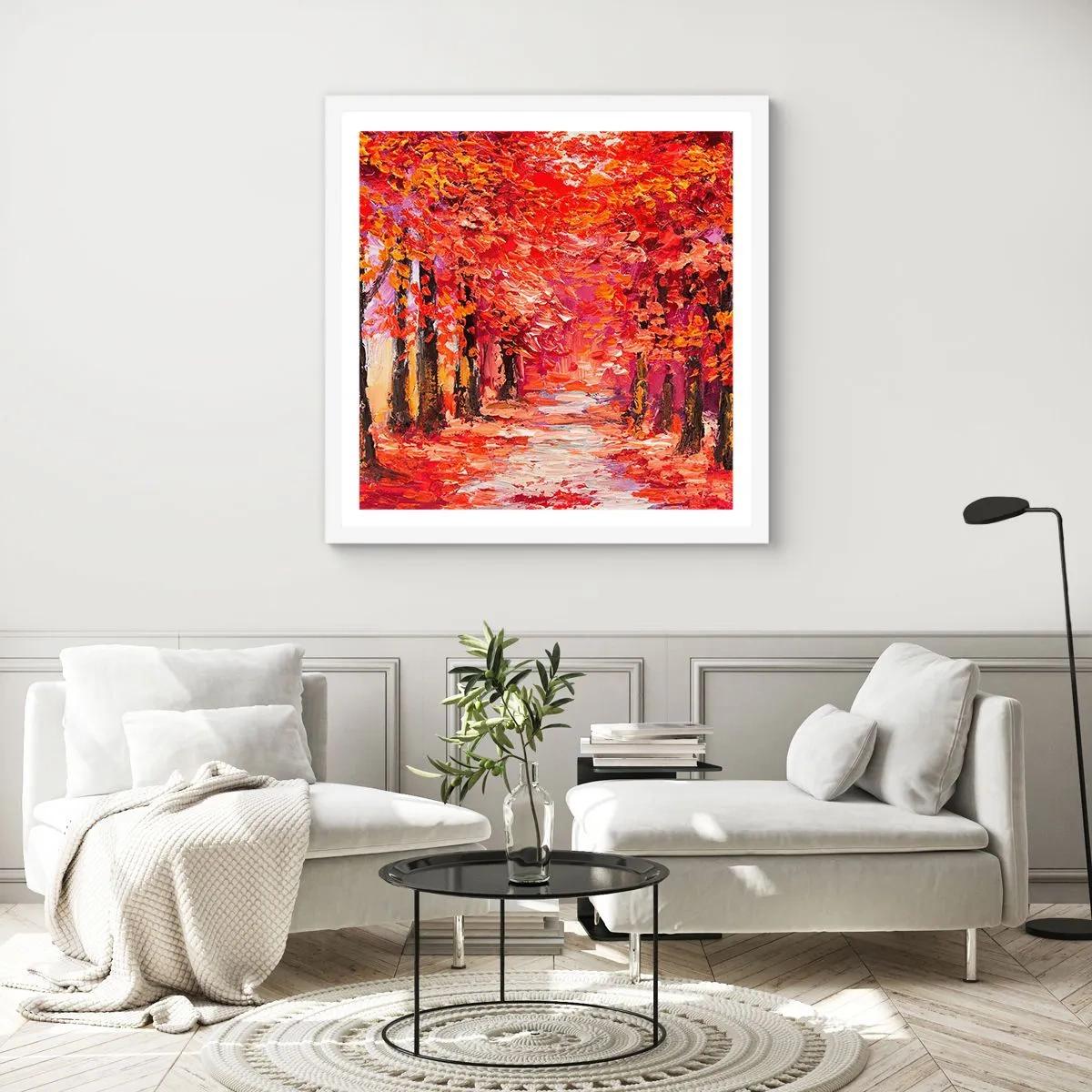 Poster in cornice bianca - Impressione d'autunno - 50x50 cm